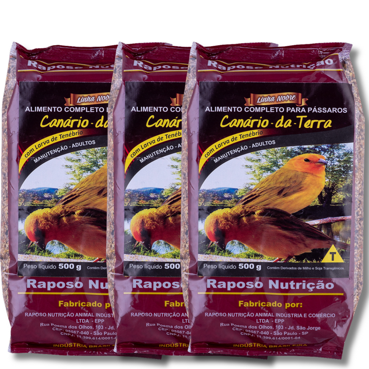 KIT - 3 MISTURA PARA CANÁRIO DA TERRA - 500G CADA