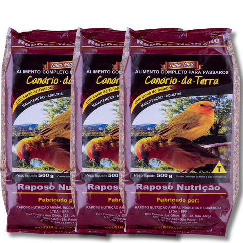 KIT - 3 MISTURA PARA CANÁRIO DA TERRA - 500G CADA