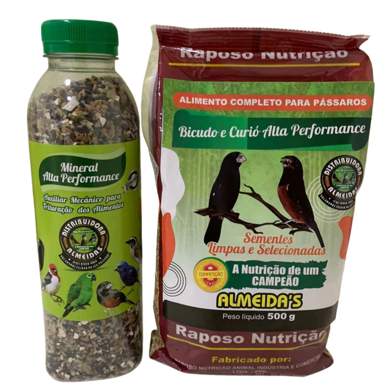 KIT - 1 BICUDO E CURIÓ ALTA PERFORMANCE + 1 GRIT MINERAL C/ CARVÃO