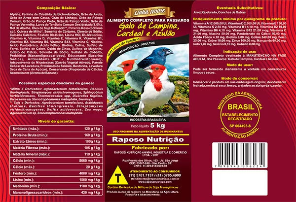 MISTURA PARA GALO DE CAMPINA, CARDEAL E AZULÃO - 500G