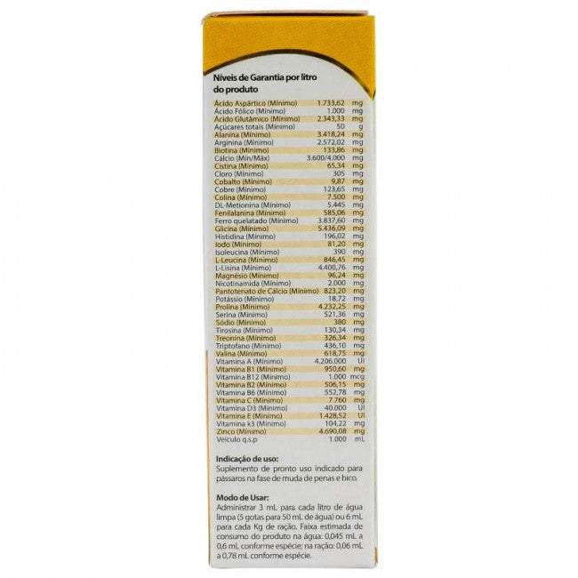 SETA MUDA 15ML - Suplemento Vitamínico e Aminoácidos para Pássaros