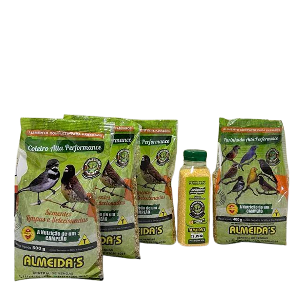 KIT: 3 Coleiro Alta Performance +1 Canjiquinha Alta Performance e 1 Farinhada Alta Performance