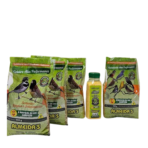 KIT: 3 Coleiro Alta Performance +1 Canjiquinha Alta Performance e 1 Farinhada Alta Performance