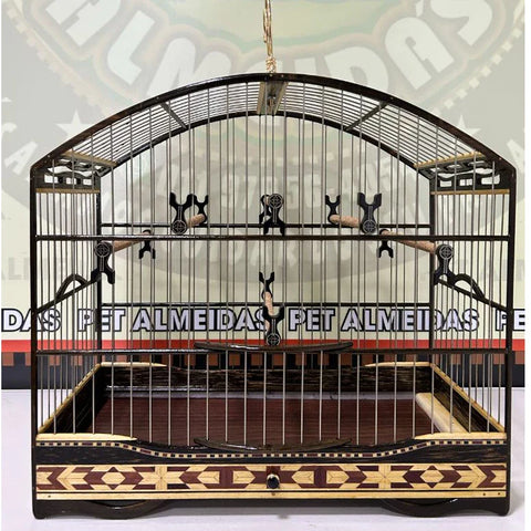 GAIOLA DE PASSEIO DE COLEIRO COQUEIRO COM MARFIM TODA FILETADA