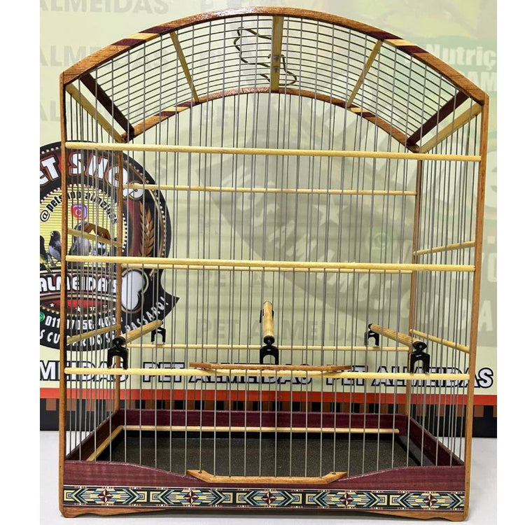 GAIOLA DE PASSEIO PARA TIZIU - MALHA FINA, MARCHETARIA FITA FINA E TALA DE ARAME