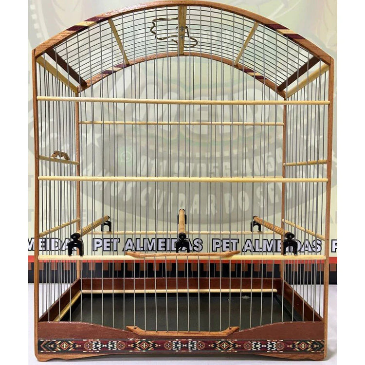 GAIOLA DE PASSEIO PARA TIZIU - MALHA FINA, MARCHETARIA FITA FINA E TALA DE ARAME