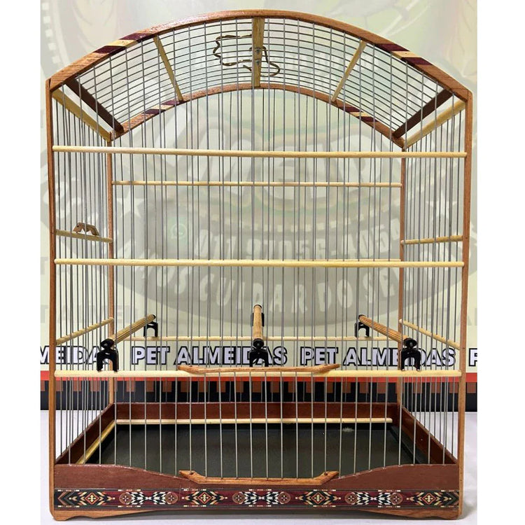 GAIOLA DE PASSEIO PARA TIZIU - MALHA FINA, MARCHETARIA FITA FINA E TALA DE ARAME