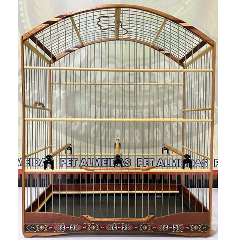 GAIOLA DE PASSEIO PARA TIZIU - MALHA FINA, MARCHETARIA FITA FINA E TALA DE ARAME