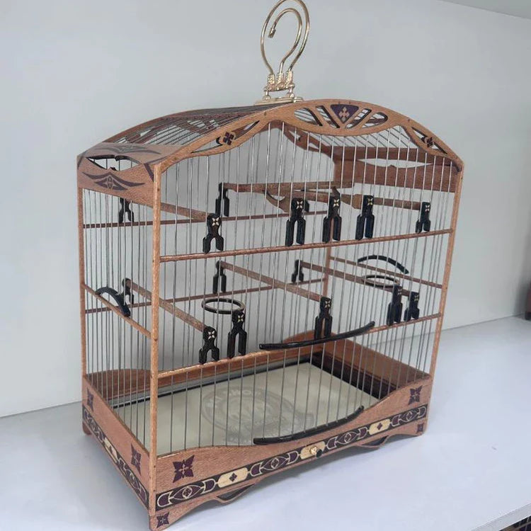 GAIOLA DE PASSEIO DE COLEIRO - LUXO - MADEIRA LOURO FAIA