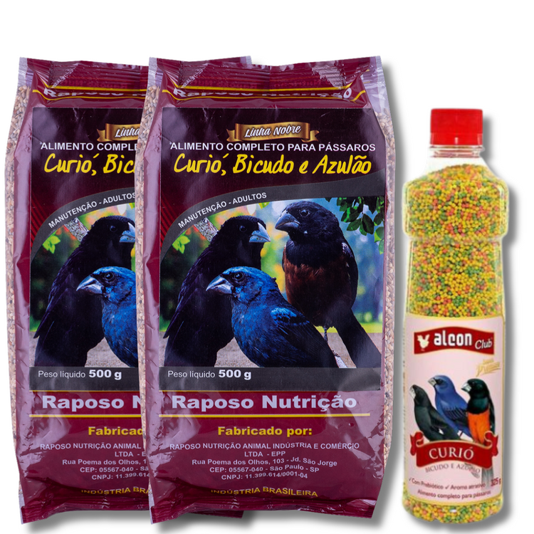 KIT - 2 MISTURAS CURIÓ, BICUDO E AZULÃO 500G + 1 ALCON CURIÓ 325G