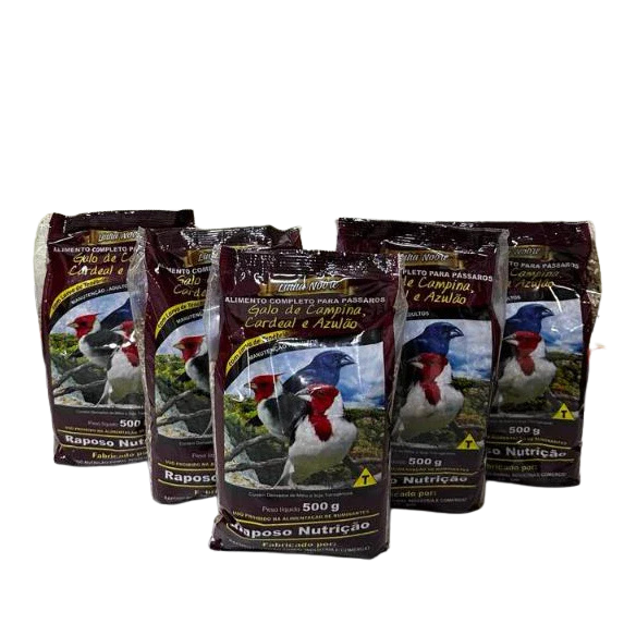 KIT - 5 MISTURA PARA GALO DE CAMPINA, CARDEAL E AZULÃO - 500G CADA
