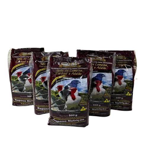 KIT - 5 MISTURA PARA GALO DE CAMPINA, CARDEAL E AZULÃO - 500G CADA