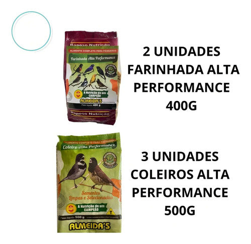 Kit Alimento Alta Performance Coleiro + Farinhada Pássaros