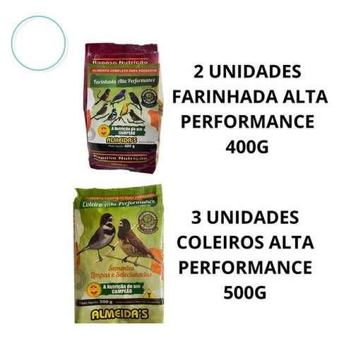 Kit Alimento Alta Performance Coleiro + Farinhada Pássaros