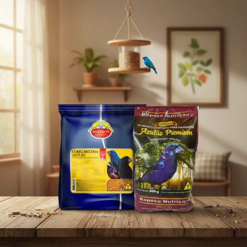 Ração Azulão Premium + Biotron Curió Bicudo | Kit Completo