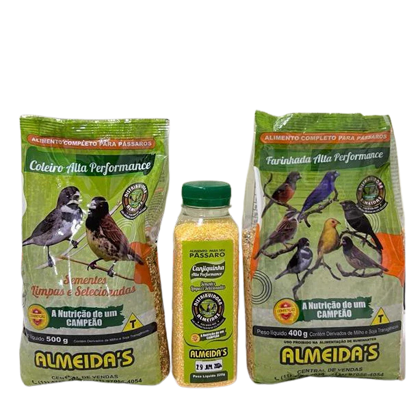 Kit ALTA PERFORMANCE - 1 coleiro, 1 farinhada e 1 canjiquinha
