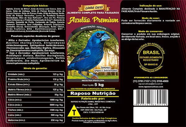 AZULÃO PREMIUM PACOTE COM 5KG