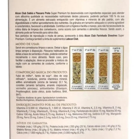 Alcon Club - SABIÁ e PÁSSARO PRETO - 500G