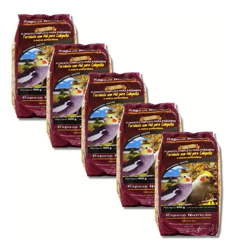 KIT - 5 FARINHADA PARA CALOPSITA COM MEL - 500G CADA