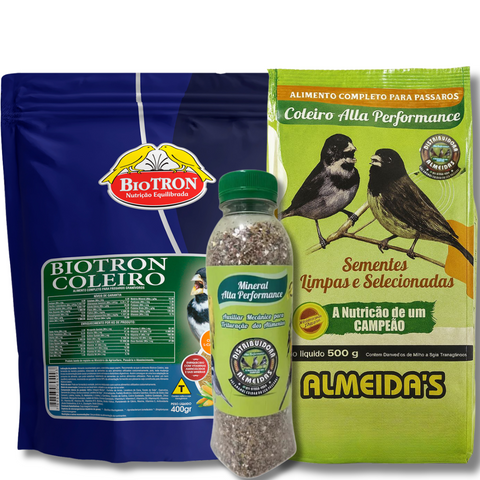 KIT - 1 COLEIRO ALTA PERFORMANCE + 1 BIOTRON COLEIRO + 1 GRIT MINERAL ALTA PERFORMANCE