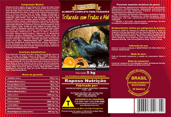 TRITURADA COM FRUTA E MEL 500GR - LINHA NOBRE