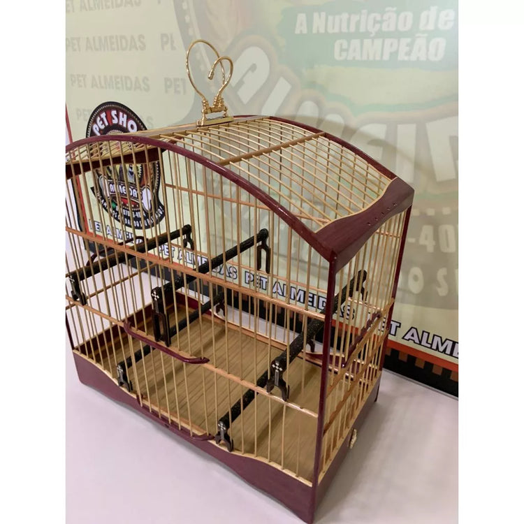 GAIOLA PASSEIO PARA TRINCA FERRO ROXINHO COM MARFIM - ACOMPANHA CAPA