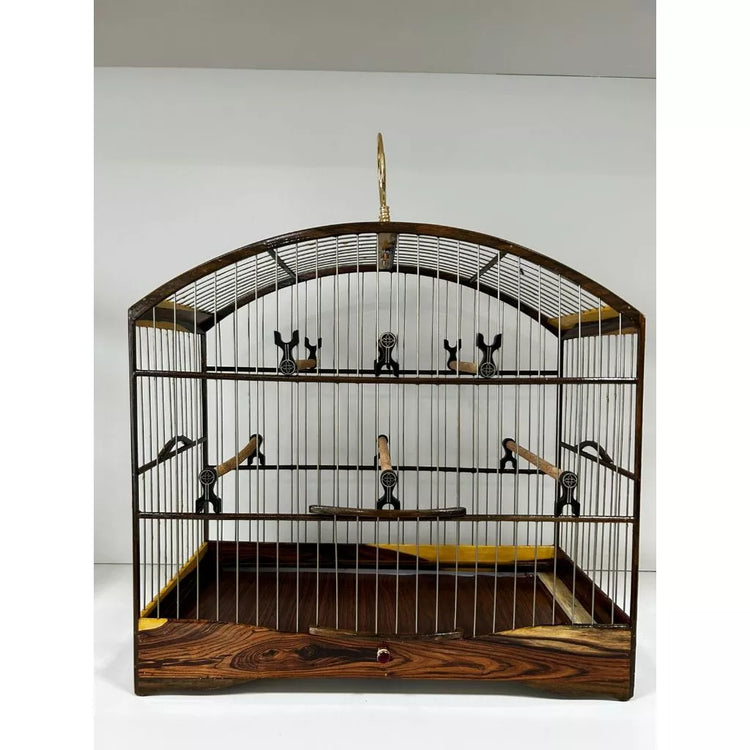 GAIOLA DE PASSEIO DE COLEIRO EM JACARANDÁ COM TALAS DE INOX C/ FUNDO FALSO