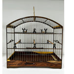 GAIOLA DE PASSEIO DE COLEIRO EM JACARANDÁ COM TALAS DE INOX C/ FUNDO FALSO