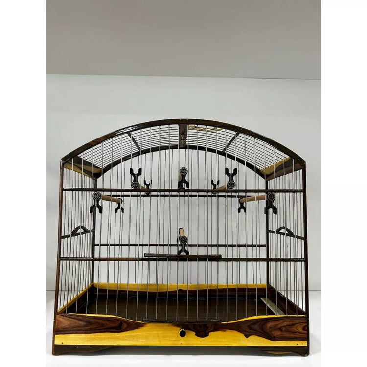 GAIOLA DE PASSEIO DE COLEIRO EM JACARANDÁ COM TALAS DE INOX C/ FUNDO FALSO