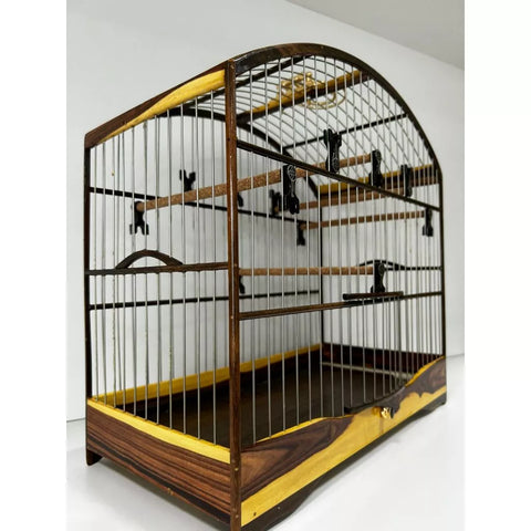 GAIOLA DE PASSEIO DE COLEIRO EM JACARANDÁ COM TALAS DE INOX C/ FUNDO FALSO