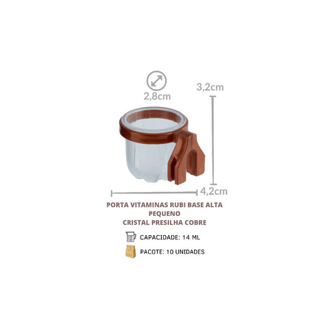 PORTA VITAMINA RUBI PEQUENO COM PRESILHA COBRE R1.1 PCT C/10