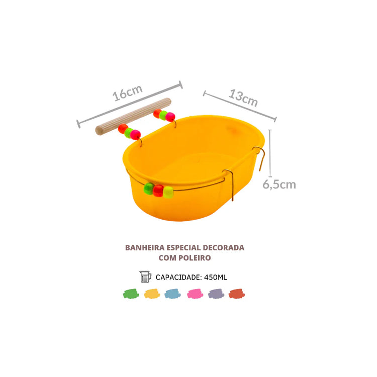 BANHEIRA ESPECIAL DECORADA P/CALOPSITA 11.3