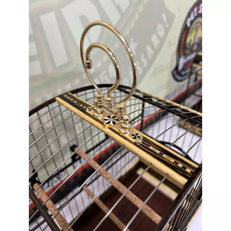 GAIOLA DE PASSEIO DE COLEIRO COQUEIRO COM MARFIM TODA FILETADA