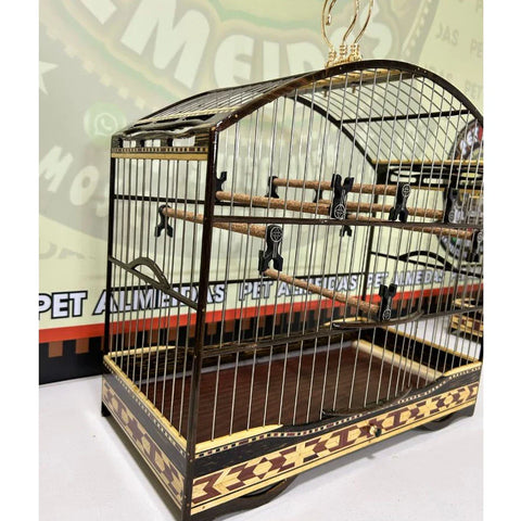 GAIOLA DE PASSEIO DE COLEIRO COQUEIRO COM MARFIM TODA FILETADA