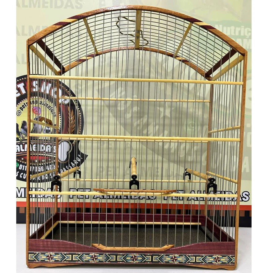 GAIOLA DE PASSEIO PARA TIZIU - MALHA FINA,  MARCHETARIA FITA FINA  E TALA DE ARAME