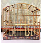 GAIOLA DE PASSEIO PARA TRINCA FERRO, COM MARCHETARIA EM FITA LARGA