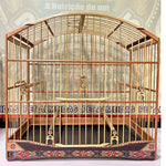 GAIOLA DE PASSEIO PARA TRINCA FERRO, COM MARCHETARIA EM FITA LARGA