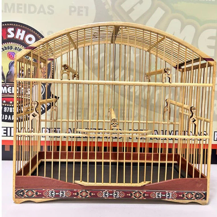 GAIOLA DE PASSEIO COLEIRO/ MALHA FINA - MARCHETARIA FITA FINA