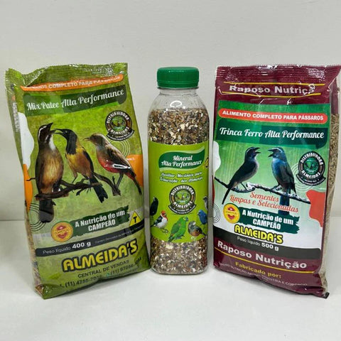 KIT - 1  MIX PATEE ALTA PERFORMANCE + 1 TRINCA FERRO ALTA PERFORMANCE + 1 GRIT MINERAL PREMIUM