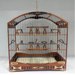 GAIOLA DE PASSEIO DE COLEIRO -  LUXO - MADEIRA PEROBA/ 6 BOLINHAS NO ARCO