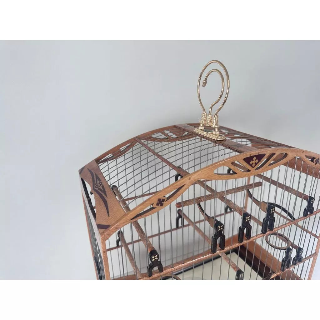 GAIOLA DE PASSEIO DE COLEIRO - LUXO - MADEIRA LOURO FAIA