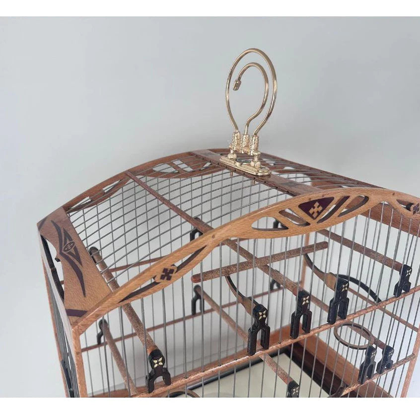 GAIOLA DE PASSEIO DE COLEIRO - LUXO - MADEIRA LOURO FAIA