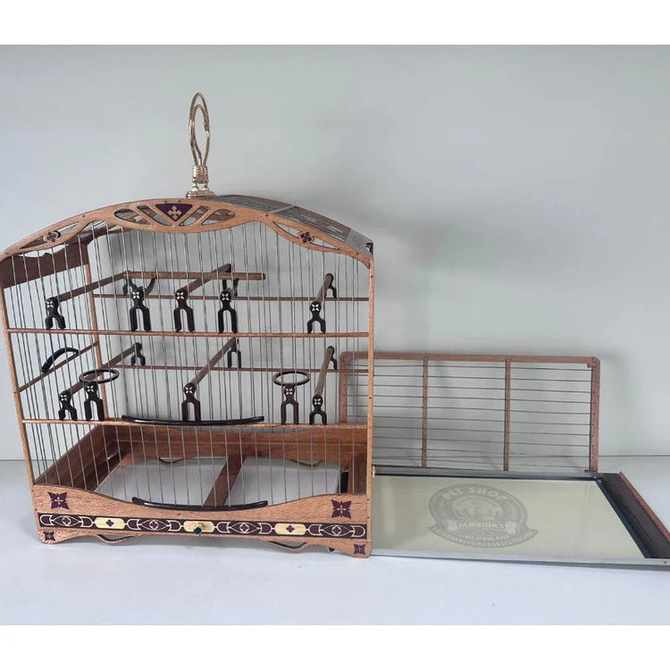 GAIOLA DE PASSEIO DE COLEIRO - LUXO - MADEIRA LOURO FAIA