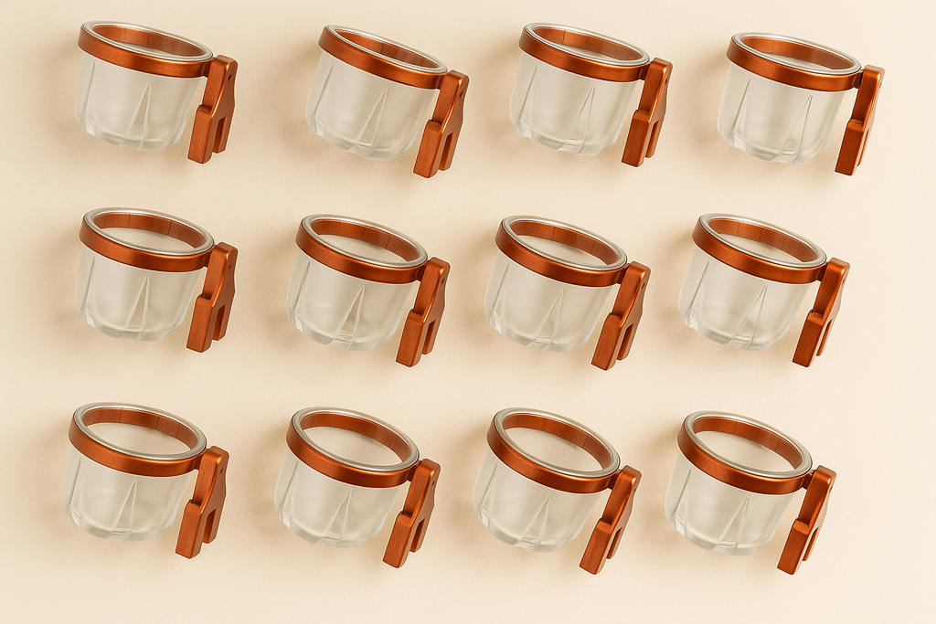 PORTA VITAMINA RUBI TRINCÃO CRISTAL COM PRESILHA COBRE COD R3.1