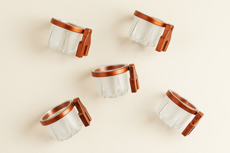 PORTA VITAMINA RUBI TRINCÃO CRISTAL COM PRESILHA COBRE COD R3.1